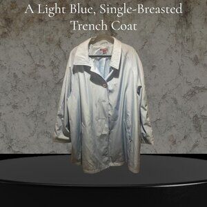 A Light Blue, Single-Breasted Trench Coat